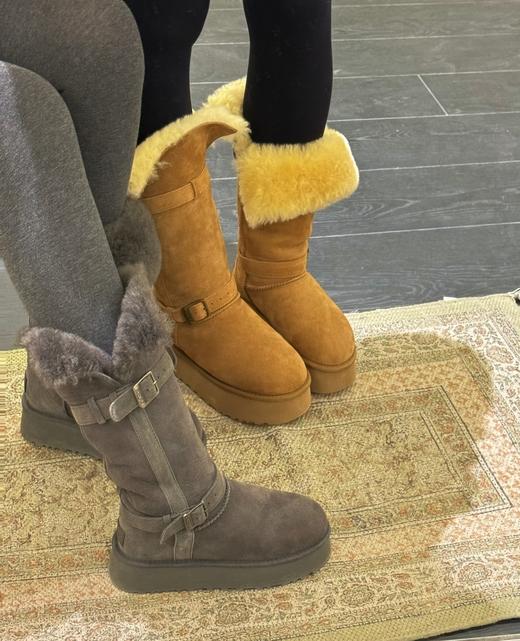 皮毛一体纯皮羊毛高筒雪地靴 商品图2