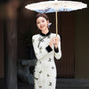 秋冬款丝绒印花白色连衣裙,高端年轻款改良新中式旗袍XLY25157 商品缩略图2