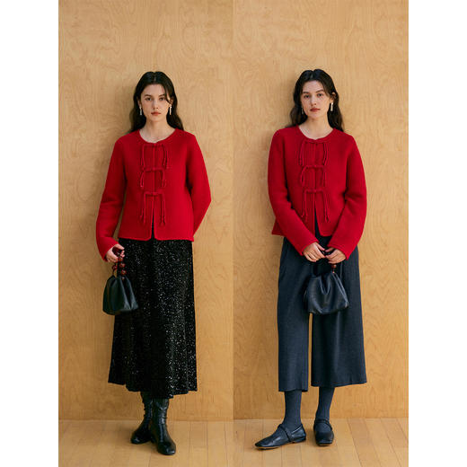 HeyDress新中式圆领盘扣针织开衫 商品图3