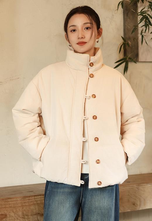 冬季棉服砂洗休闲夹棉素素文艺大气棉服 商品图0