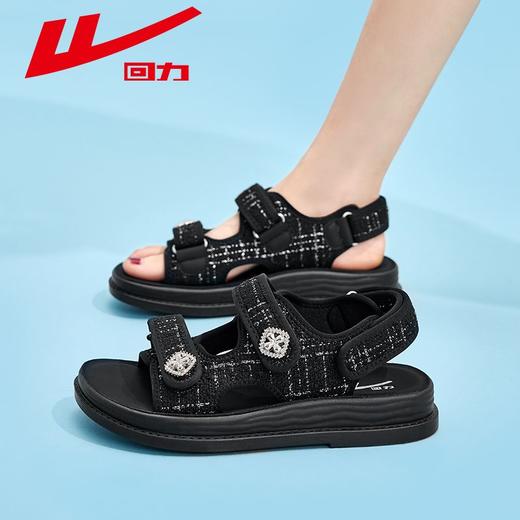 回力凉鞋女款2025夏季新款小香风平底魔术贴凉拖鞋休闲运动沙滩鞋 商品图8