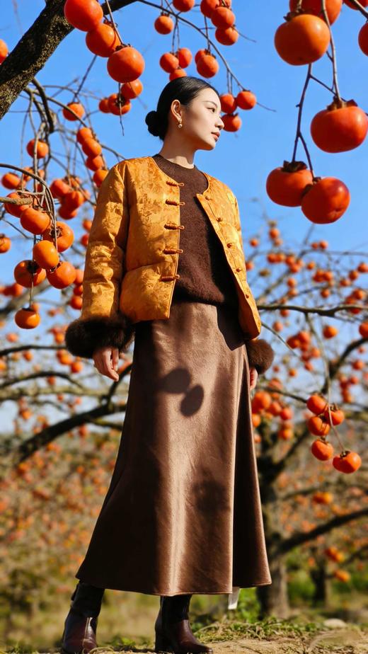 589902红黄白三色国风狐狸袖羽绒服， 商品图8