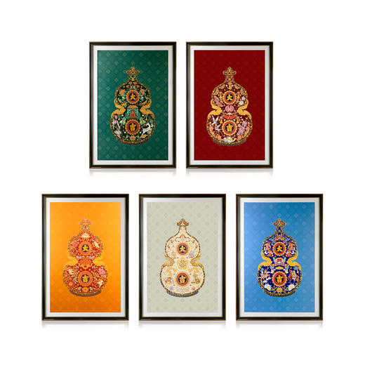 大吉福禄 五行葫芦系列 铜雕艺术画 商品图0