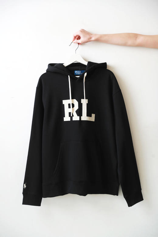 美式复古加绒卫衣，胸前贴布绣花。连帽设计袖口小标帽衫C121966 商品图9