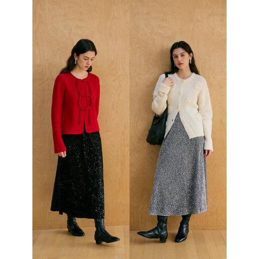 HeyDress斜裁松紧腰亮片半裙 商品图2