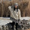 浪漫几何菱格带帽厚款毛衣9098 商品缩略图3
