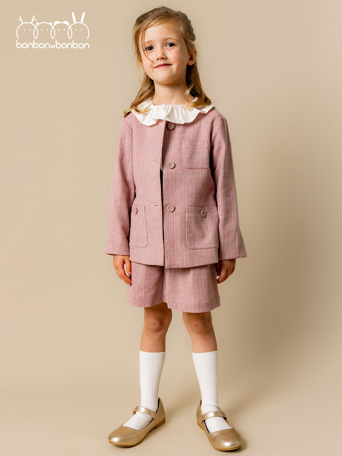 复古编织感棉麻外套短裤套装