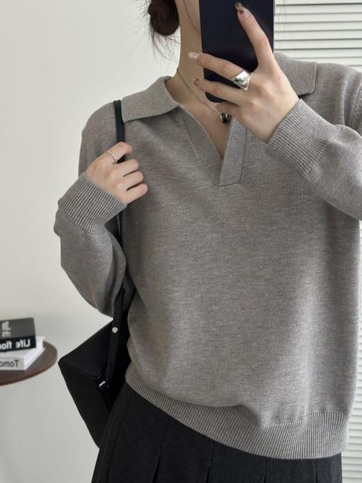 爆款3-5天发货！高智老钱风冬季加厚羊毛毛显瘦Polo领长袖针织衫JS3699124 商品图0