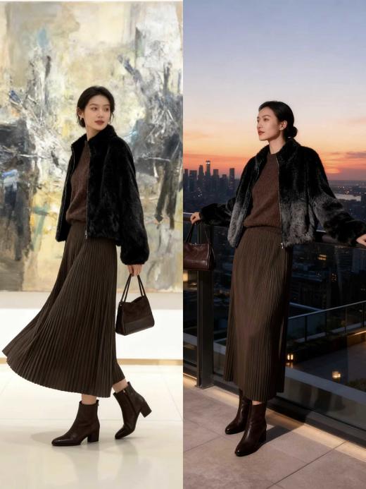 585005福利款 仿貂皮草立领拉链外套 商品图5