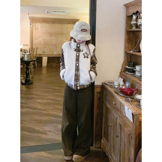 <曾小咸推荐>格子拼接立领羊羔毛外套 商品图2