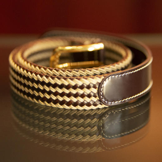 奢华风格：男士苎麻小牛皮混合编织时尚休闲裤皮带 商品图5