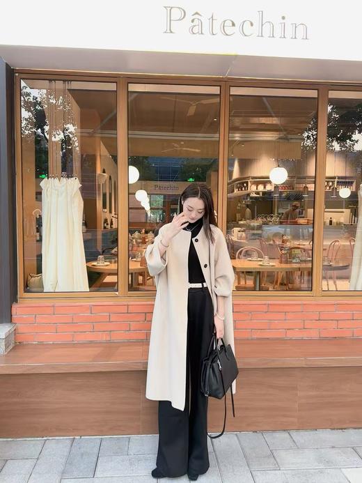 （D家经典）火桐hooton 铂金系列 100山羊绒圆领大衣外套V092 商品图4