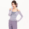 跃牌【禅语梵心】麻花网纱露肩瑜伽服长袖运动文胸一体杯健身服上衣CX5758 商品缩略图3