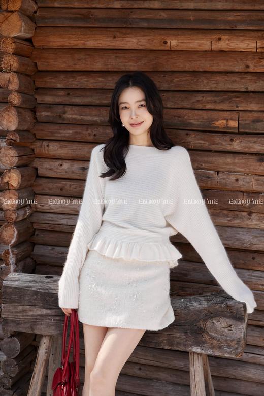 【门店同款】ENJOY冬季“午马”下摆花边系带针织上衣 168843423 商品图6