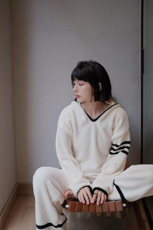 温暖治愈~秋冬连帽简约款软绵绵家居服休闲套装 可外穿自带慵懒松弛感 商品图4