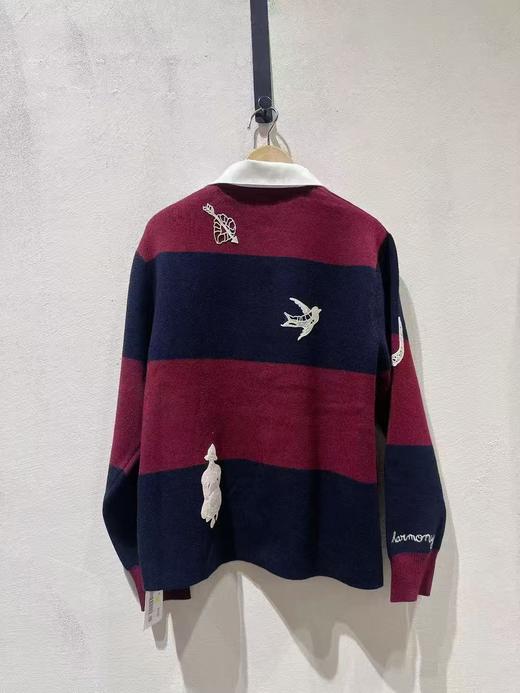 女款条纹蕾丝刺绣针织开衫毛衣ho 商品图1