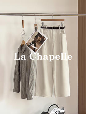 会员福利【100棉~高品质】拉夏贝尔/La Chapelle高级垂感磨毛加厚休闲直筒裤显瘦显高阔腿裤（附腰带）