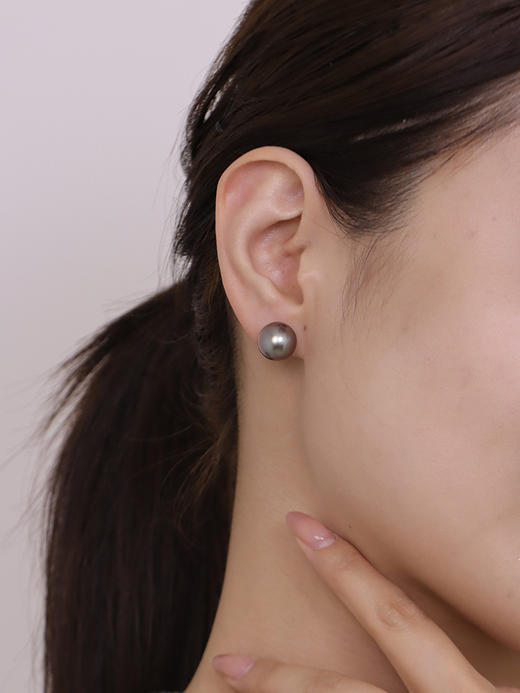 【挚友限定】(经典款/挂珠款)18K金大溪地铂金灰珍珠耳夹 商品图0