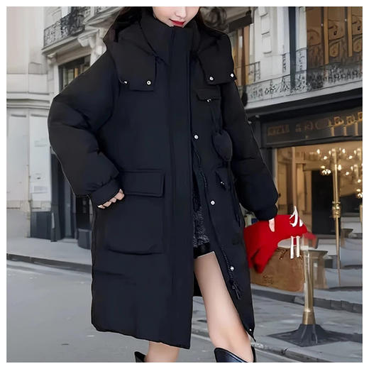半身缘女装 冬季连帽加厚中长款韩版羽绒服254313P01740202 商品图4