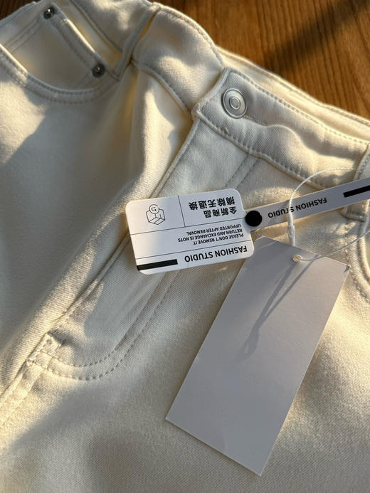 【周末秒杀 直接调价 下单即可】小禾 米白色 加绒加厚 直筒 阔腿裤 白牛 牛仔裤 商品图9