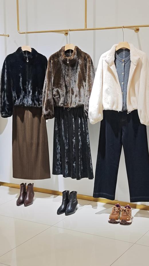 585005福利款 仿貂皮草立领拉链外套 商品图11