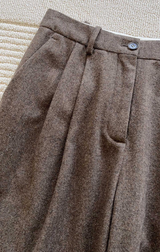 1220-1 原厂原材 春秋冬三季可穿 绵羊毛桑蚕丝 薄呢绒 西装阔腿裤 显瘦有质感 商品图11