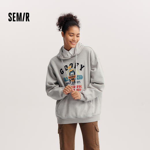 森马迪士尼合作系列卫衣女春中长款连帽宽松印花绣花炸街重磅上衣 商品图1