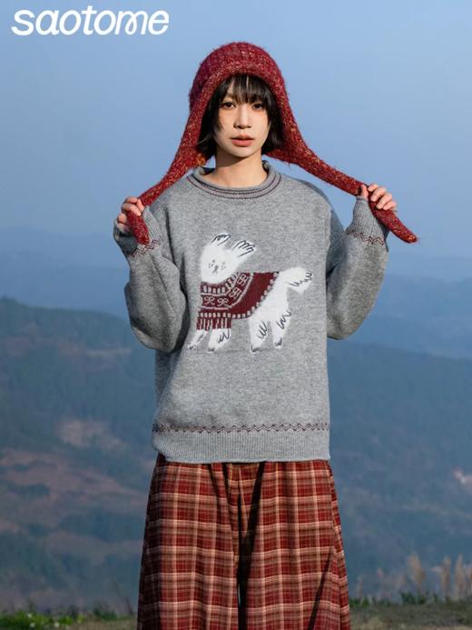 早乙女惠子saotome/STMMY142034/费尔岛小狗长袖毛衣 商品图0