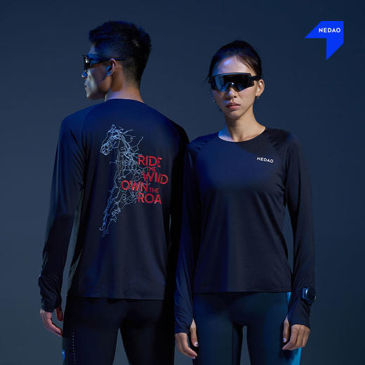 【内道马年限定】网眼跑步长袖男女生透气干爽跑步训练运动上衣T 商品图3