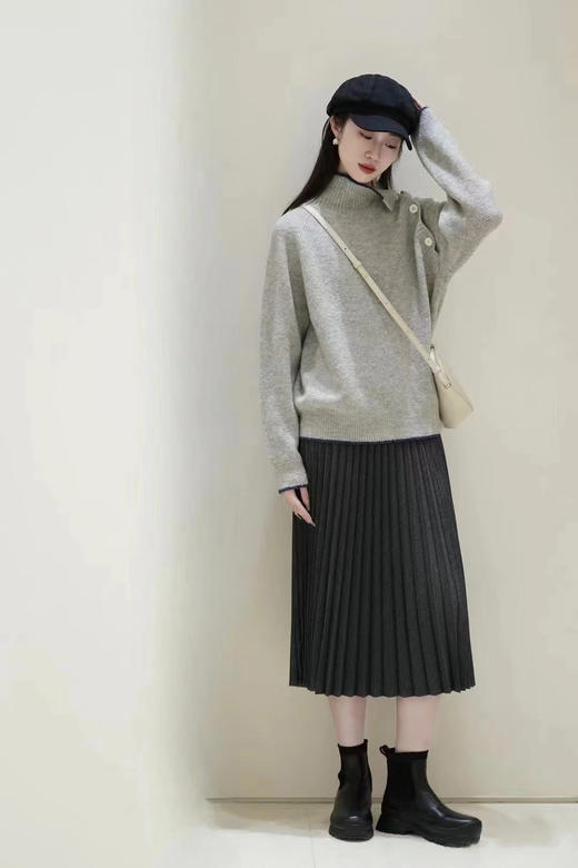 【高品质私服】【IC羊毛弹力斜纹法兰绒百褶半身裙】进口原料，手感柔软，舒适温暖G1603-CC【无标出货 介意慎拍】 商品图3