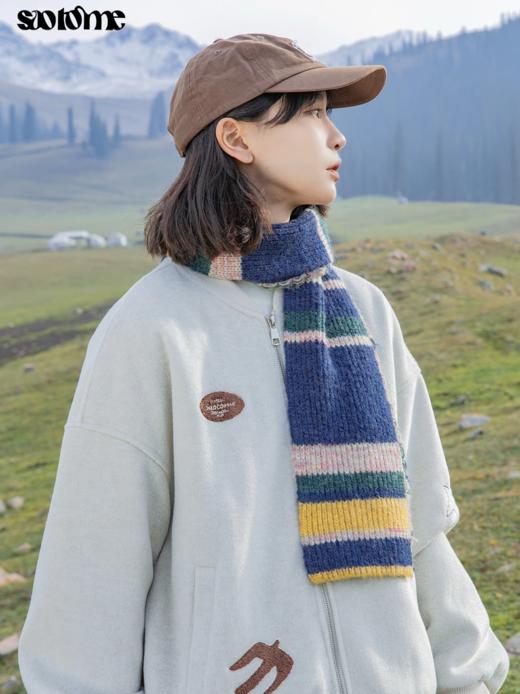 早乙女惠子saotome/STMWJ244514/油画条纹马海毛条纹提花围巾 商品图2