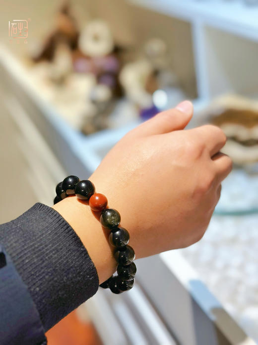 三生石禅.小叶紫檀木四面佛➕金曜石设计手链 商品图9