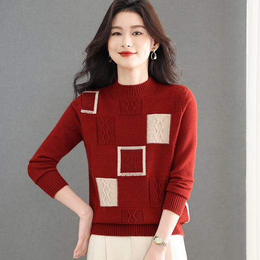 FCY YD1702针织衫提花毛衣慵懒风厚上衣打底衫 商品图0