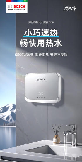 博世（BOSCH）即热式小厨宝电热水器智能变频控制5500W无极变频不限水量 5500W 雪云白
