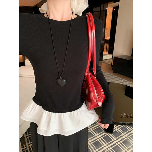 <曾小咸推荐>韩系假两件T恤女长袖上衣 商品图2