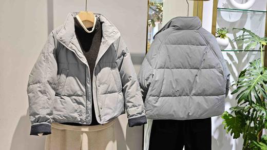 585991格纹袖口 下摆抽绳短款羽绒服 商品图2