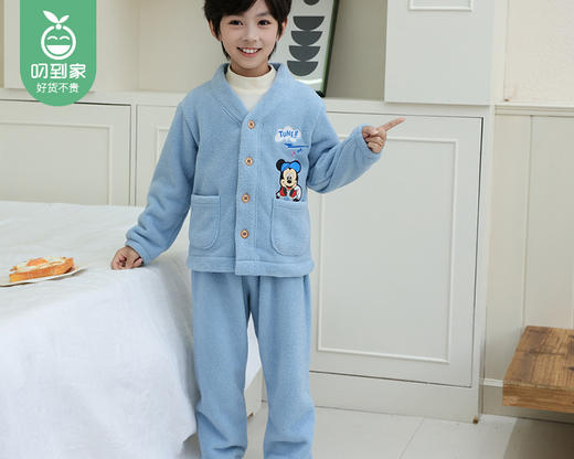 【预售-12月26日配送】Disney迪士尼泡芙棉儿童家居服（主旋律米奇-浅蓝色）/1套（150码，适合40-50kg） 商品图2