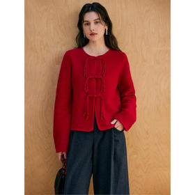 HeyDress新中式圆领盘扣针织开衫