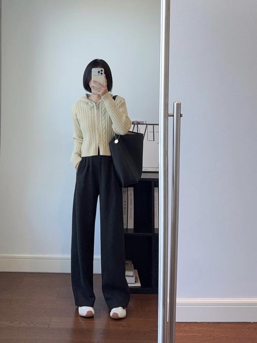 高端醋酸羊毛休闲窄版直筒裤，小个子针织裤毛呢裤 商品图7