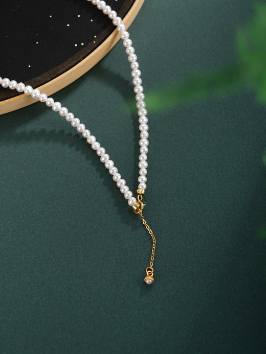 子佩集【福禄纳财】银S925珍珠项链【QNX0011】3mm珠纳福绿松石镀金葫芦2512 商品图3