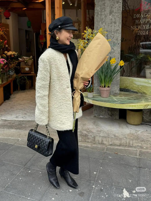 Chanel CF 小号 黑金 荔枝纹牛皮 单肩包 商品图2