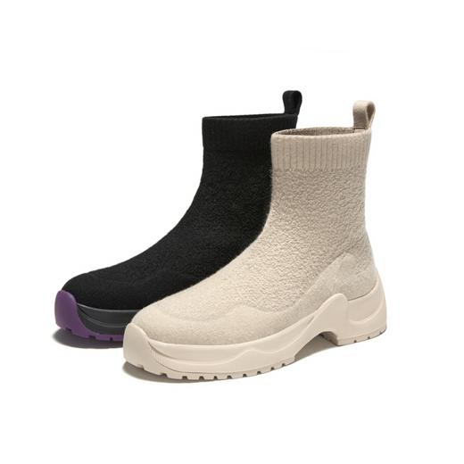 【陈小舒专属】响午厚底加绒羊毛飞织踝靴 商品图4