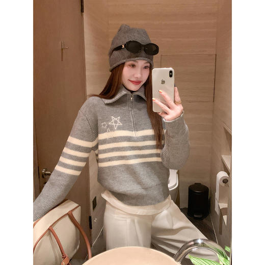 <曾小咸推荐> 2.5 现货秒杀 ！微信超特价！翻领纹毛针织衫 日常199.99 立减110 秒杀89.99！！ 商品图1