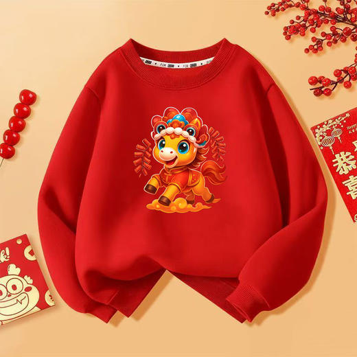 59.9任选2件!!!【2026马年过年服拜年服】大红色加绒男女同款儿童过年春节拜年服 商品图3