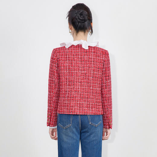 「高货wl」全新升级【铂金会员395/天猫529/差价134】(14842)洛诗琳气质金线色织小香风外套2025秋冬粗花呢羊毛短外套 商品图1