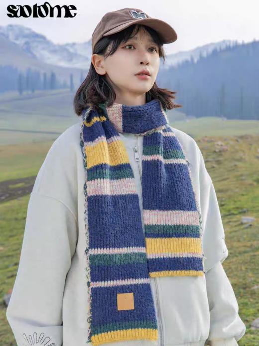 早乙女惠子saotome/STMWJ244514/油画条纹马海毛条纹提花围巾 商品图1