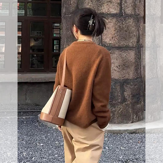 西遇美拉德棕色套头毛衣女2026年春季新款时髦软糯宽松毛针织衫SS060027 商品图4