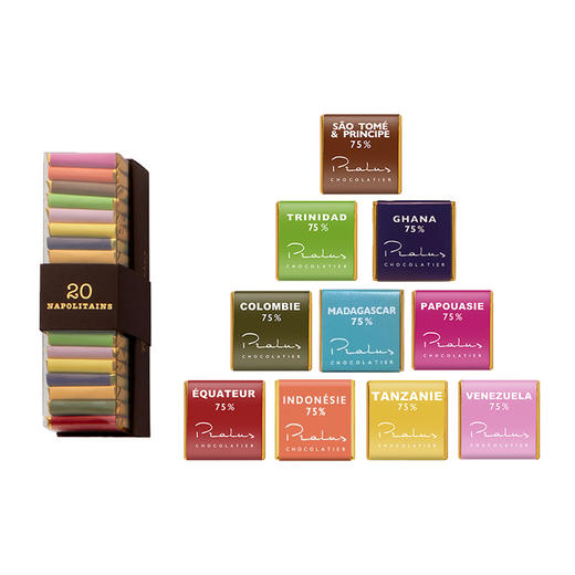 企鹅市集|法国Pralus普阿鲁斯巧克力 单源产地 10产地20小片品鉴组合 礼盒装100g 商品图8