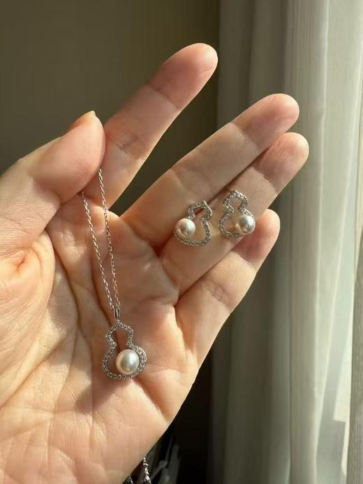 新增Akoya真多麻海水珍珠葫芦！！葫芦项链/葫芦耳钉，灰蓝色珠光，中式“福禄”寓意（附鉴定证书）。bu退换～ 商品图1