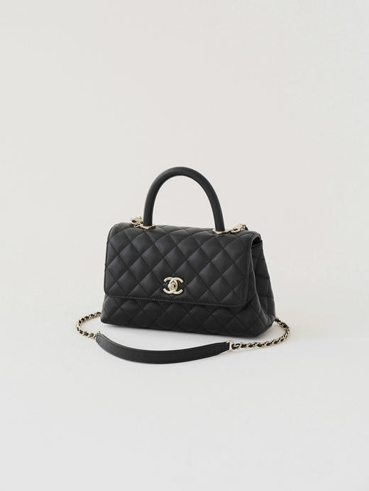 香奈儿-cocohandle纯色牛皮手柄包 黑金 小号（LZ） 商品图3